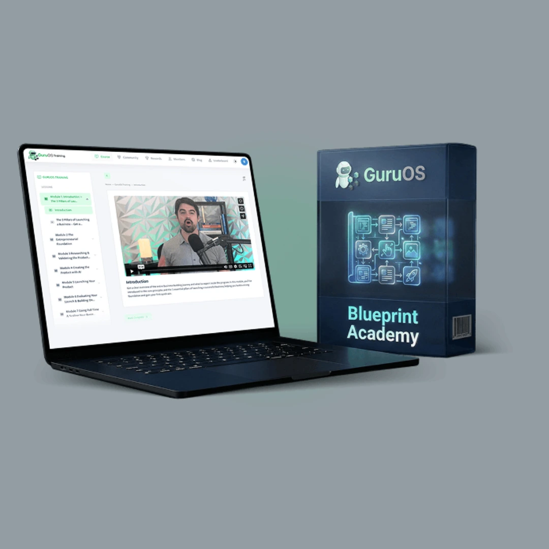 GuruOS dashboard showing AI-powered business automation tools