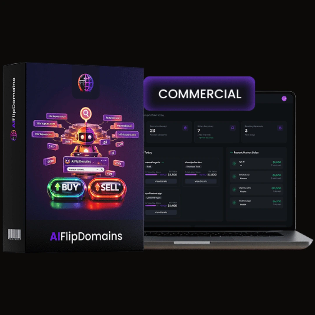 AIFlipDomains dashboard showing AI-powered domain research tools
